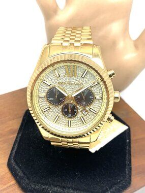 Michael Kors Men's Watch MK8494 Quartz Chronograph Gemmed Gold Stainless Steel